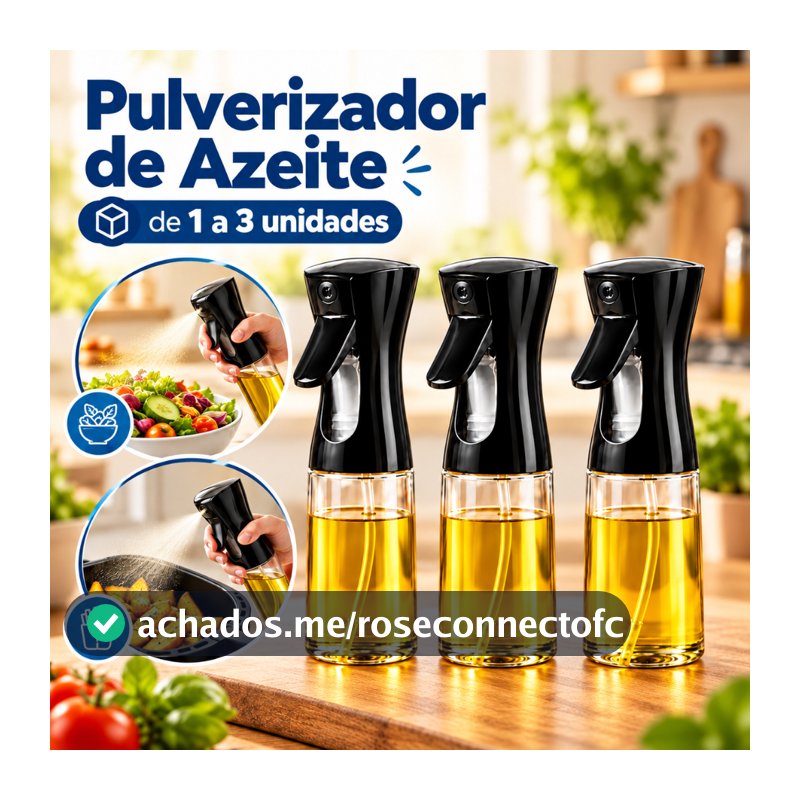 Kit 1 a 3 Spray para Azeite de Vidro 220ml Galheteiro Azeite Óleo Vinagre Air Fryer Churrasco Dosador Duas Funções