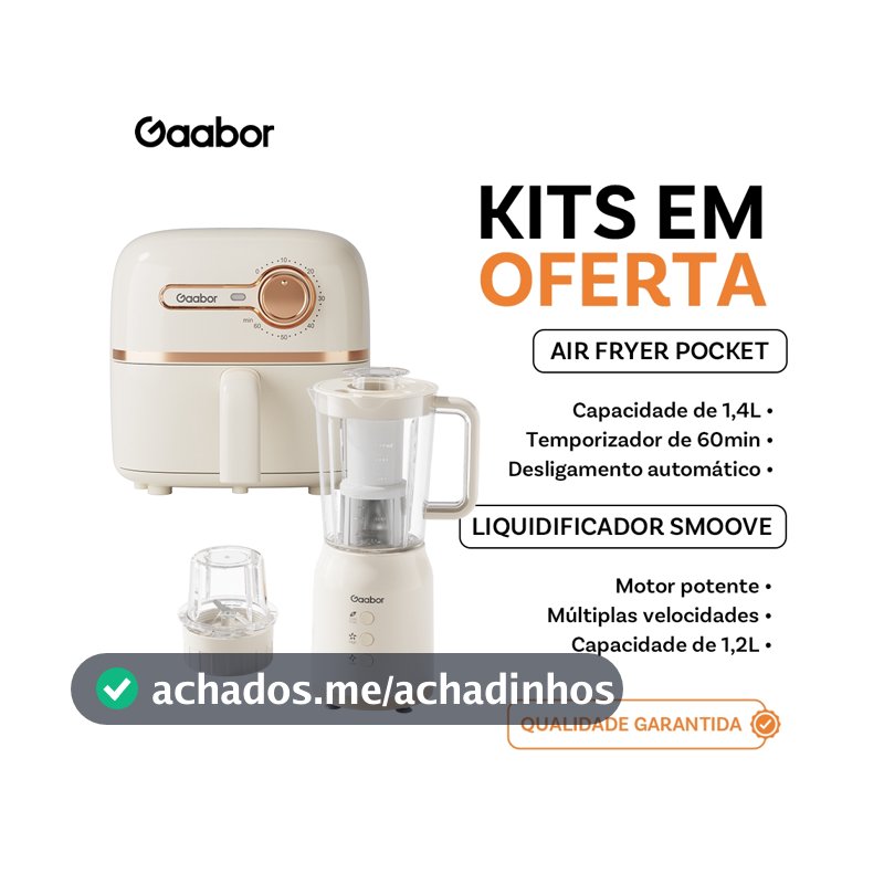 [Oferta Combinada]Gaabor Air Fryer 1,4L Controle de Temperatura Timer Unico + Eletrodomésticos de cozinha