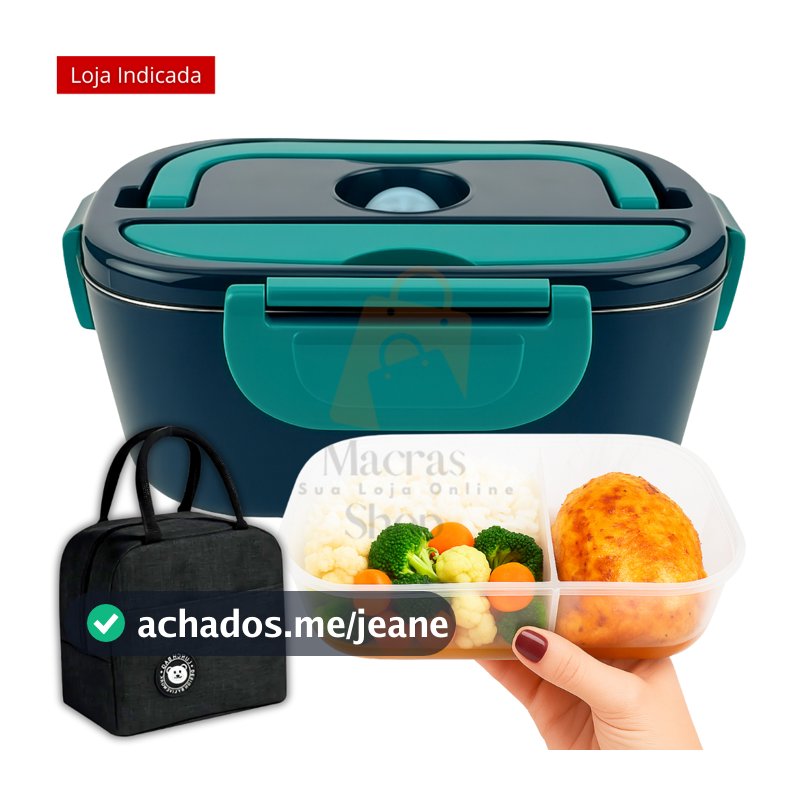 Lancheira Marmita Elétrica C/ Bolsa 1.5L Multi Voltagem 12V 24V 110V 220V  Carro Casa Trabalho