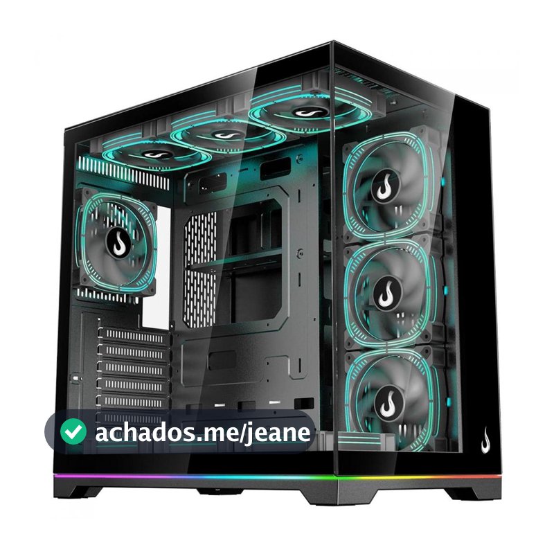Gabinete Gamer Rise Mode Galaxy Glass Standard V2 Led ARGB, Mid Tower, Vidro Temperado, ATX, Sem Fonte, Sem Fan, Preto
