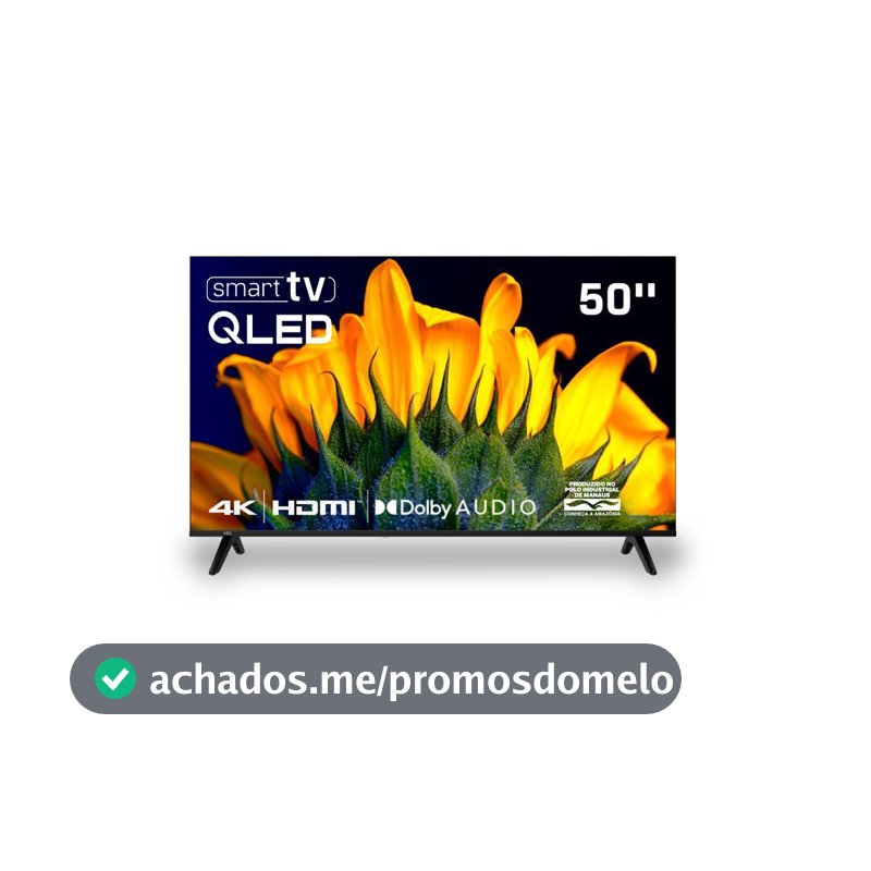 Smart TV HQ QLED 50 Polegadas HQ-QLED50SM 4K Wi-Fi Bluetooth, Dolby Audio, Apps, Netflix, YouTube e Prime Video, 3 HDMI