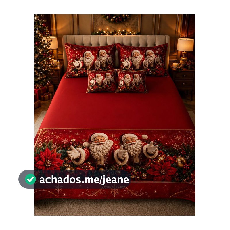 Kit Peseira 3 Peças Luxo Estampada 2 Capas de Almofadas Decorativas Sublimada Natal 2026