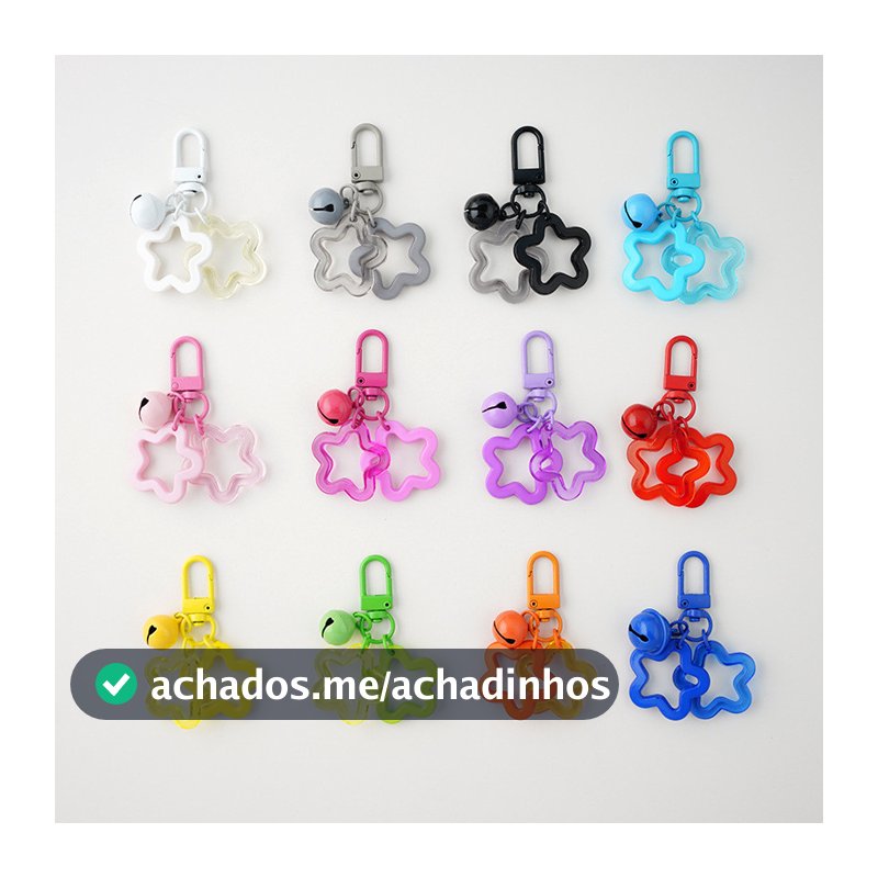 ST.Kunkka Chaveiro de sino de estrela de cinco pontas chaveiro de cor doce pingente de estrela oca para chaveiro com