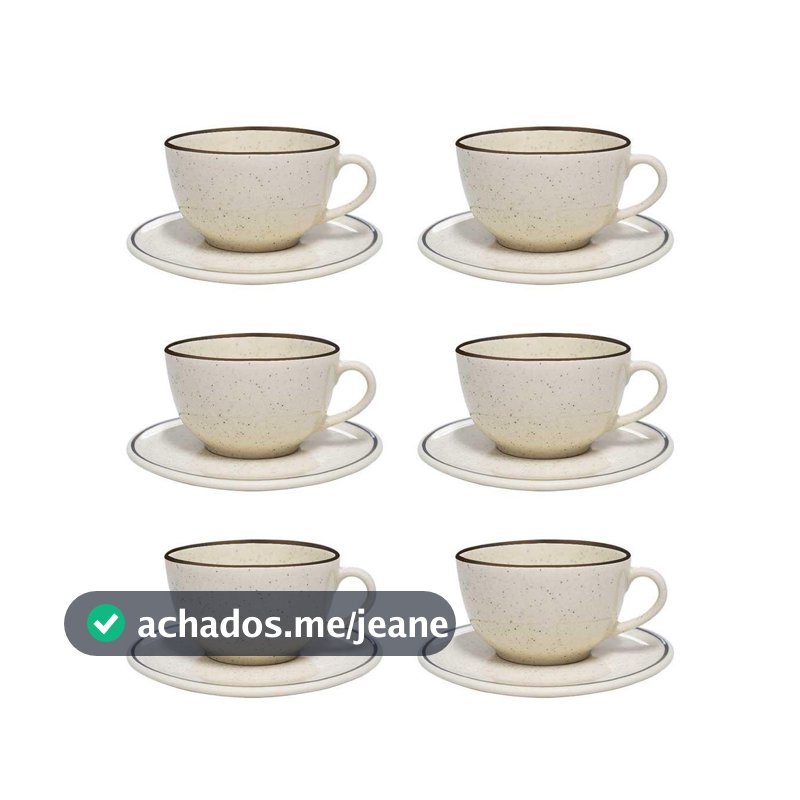 Jogo De 6 Xícaras Grandes 200 Ml Com Pires Unni Brisa