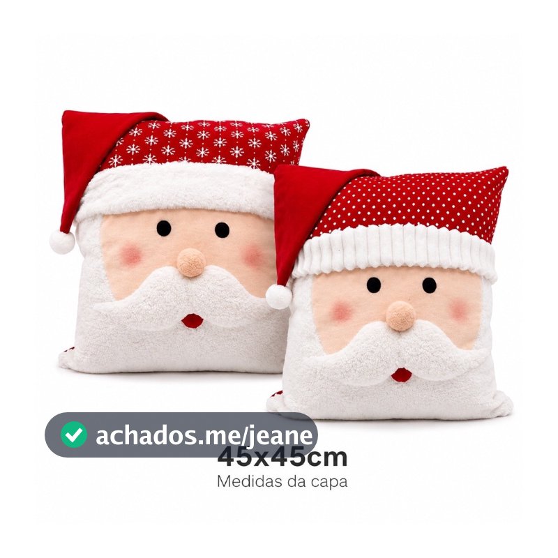 Capa Para Almofada Natalina Decoração Natal Papai Noel 45cm