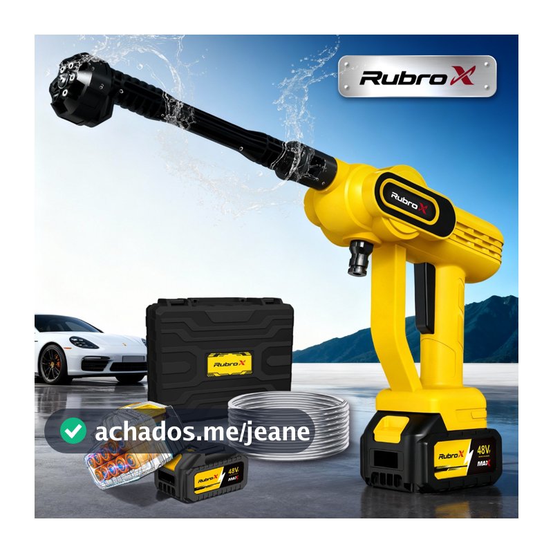 RubroX GT7 Lavadora de Alta Pressão 6IN1 Sem Fio Portátil Recarregável Com Maleta e 2 Bateria