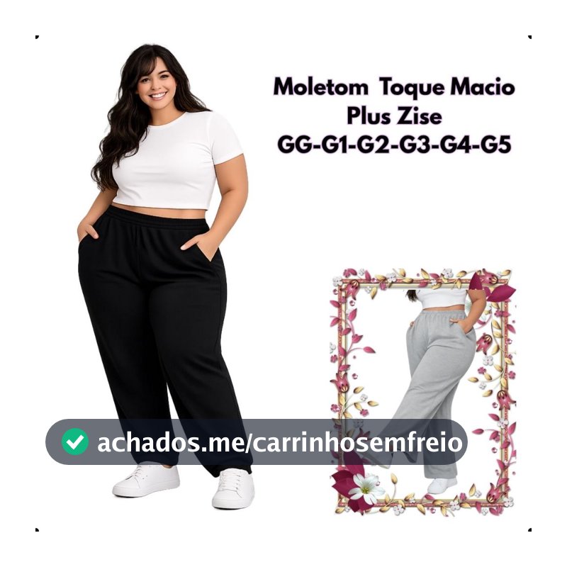 Calça Moletom Plus Size Feminina/Masculina GG G1 G2 G3 G4 G5 Confortável  Seca Mais Rápido