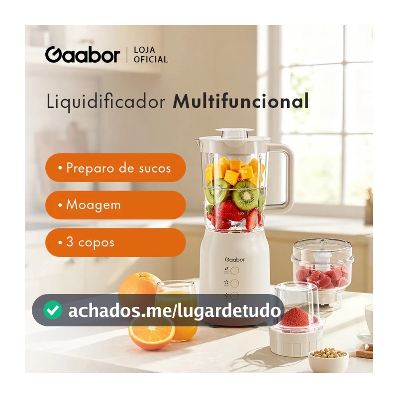 Gaabor Processador de Alimentos 3 em 1 400W 1,2L Para Cozinha Facil Limpeza JM-12E01A