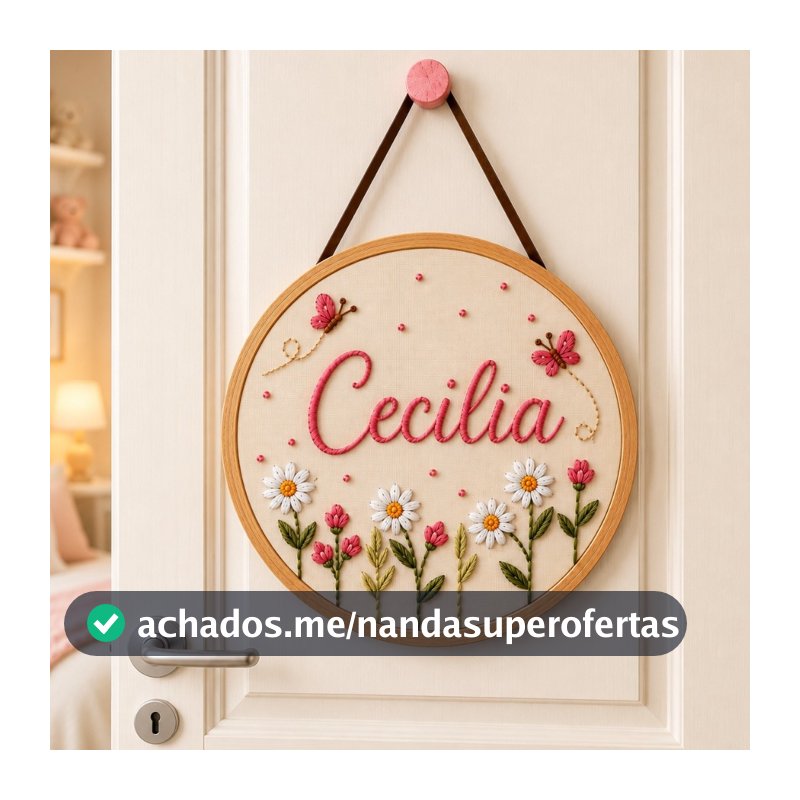 Porta Maternidade Personalizada Nome Floral MDF Não é Bordado e sim....Efeito Bordado