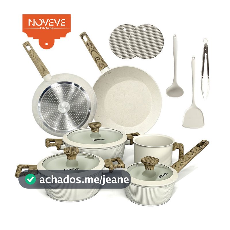 Jogo de Panelas Antiaderente 11 Peças Completo com Revestimento em Mármore – Linha Premium Luxo para Cozinha Moderna