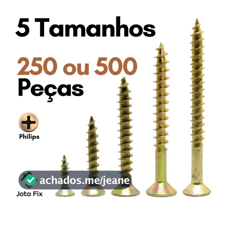 Kit Parafuso para Madeira Philips com 250 ou 500 Peças Parafusos para MDF Moveis DIY Artesanato
