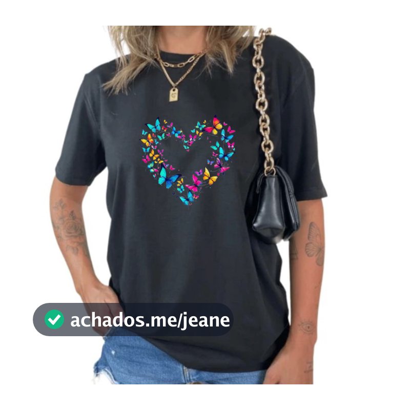Blusa Feminina Coração Casual Estilo Bloguerinha  Camiseta 100% Algodão