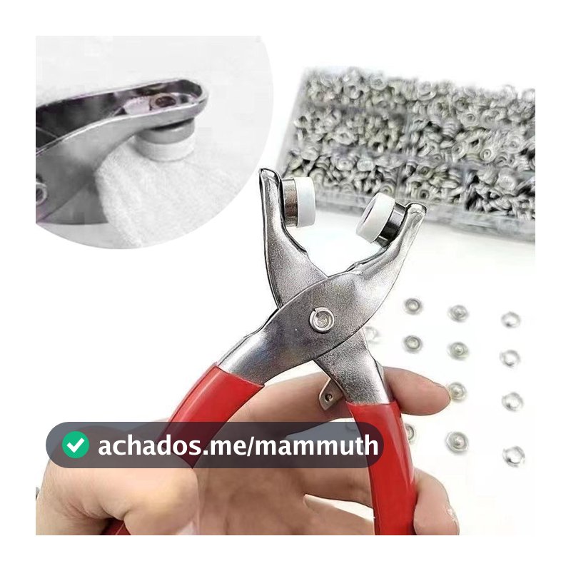 Alicate Aplicador Para Botao De Metal De Pressao Roupa + 150 botões de roupas LOJA CANAA