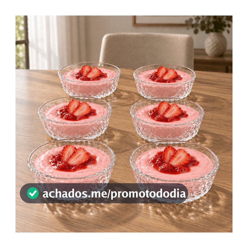 Jogo 6 Taças Sobremesa FORJADO BASE Vidro Tigela Bowl Sorvete Doces Vidro Decoração Cozinha Louça