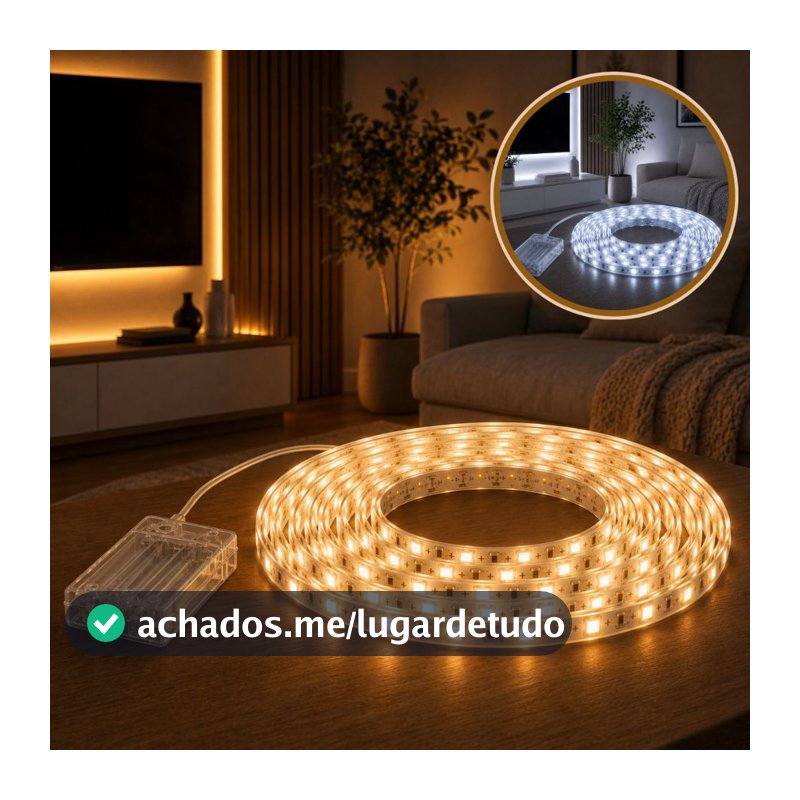 Fita De Led Fio Led De Pilha Autocolante 2m 120 LEDs Cordão Mangueira Decoração Casa Tv Móvel