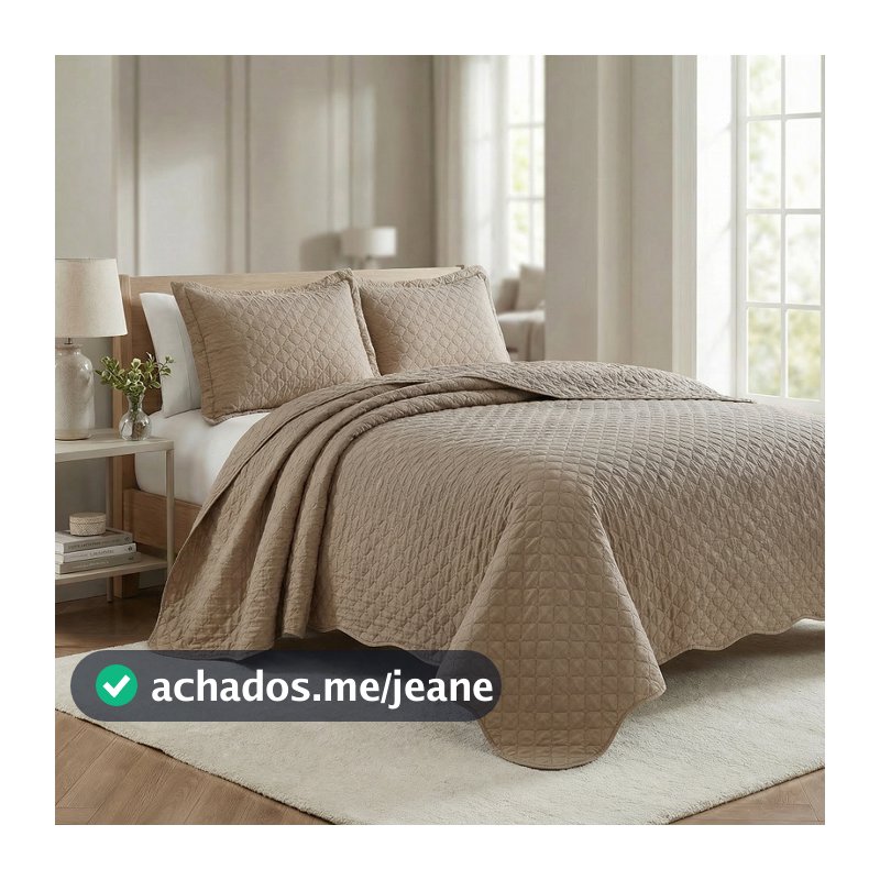 Kit Cobre Leito Colcha King 3 Peças  Porta Travesseiro Fronha Luxo