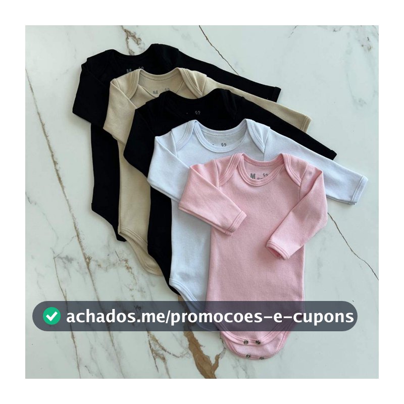 Kit 5 Body Bebe Manga Longa Suedine Algodao Menina Inverno Verao