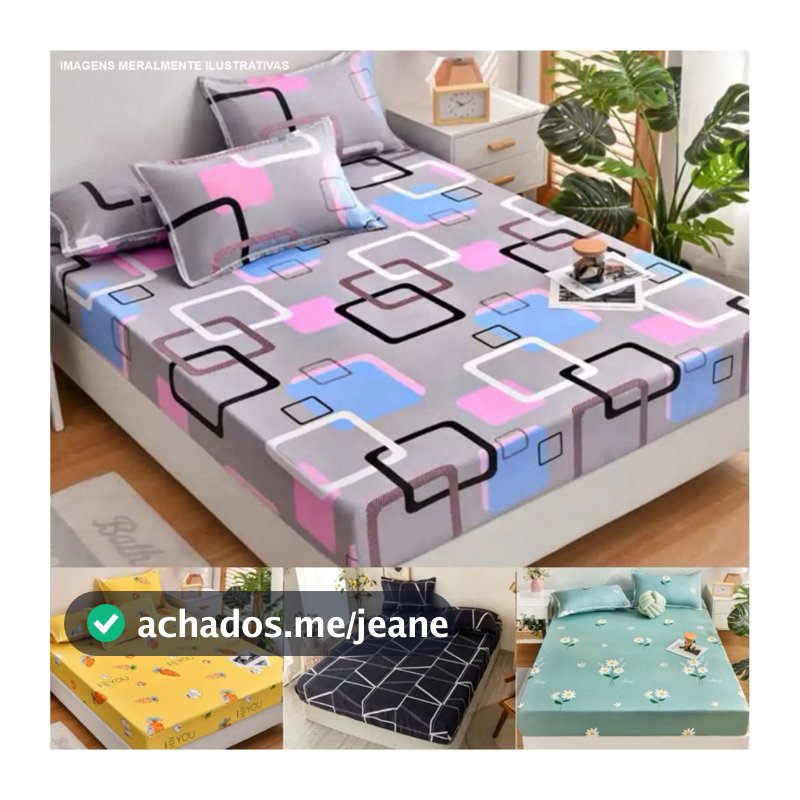 Jogo De Lençol Premium  Cama Casal Queen Solteiro Estampado Com Elástico