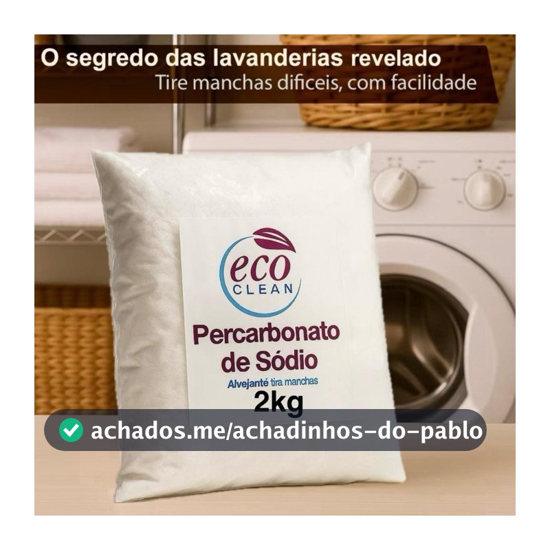 Percarbonato de Sódio 100% Puro Limpeza Em Geral Tira Manchas Roupas Brancas 500g/1kg /2kg