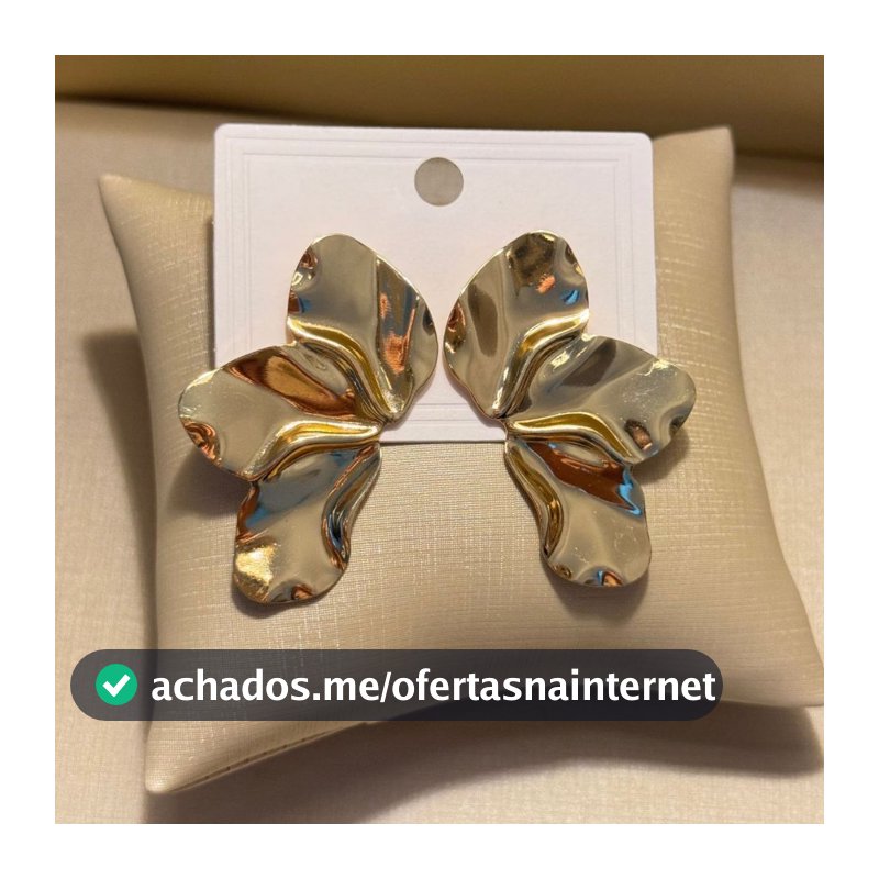 Brinco Feminino Orgânico Flor De Pétalas Banhado a Ouro 18K Prata 925 Vintage Design Minimalista Irregulares