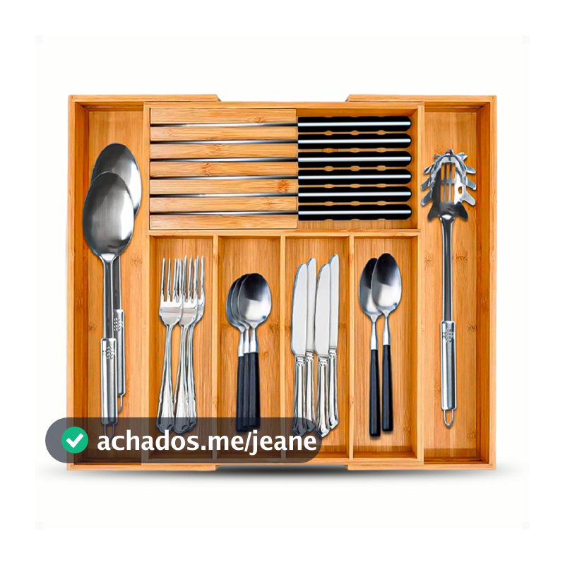 Porta Talheres Extensivel Para Gavetas Bambu Ajustável Organizador De Talheres Expansivel