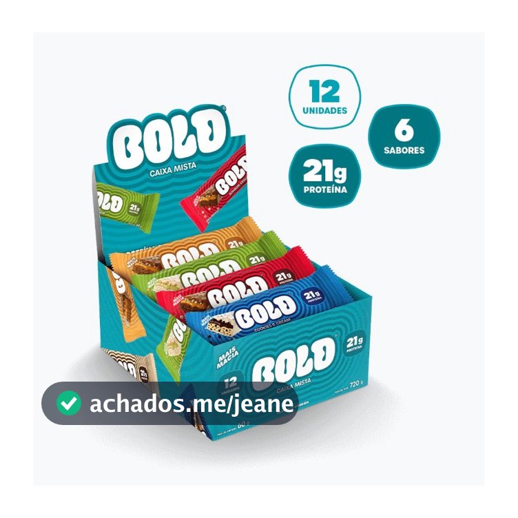 Barra de Proteína BOLD - 21g de Proteína - Caixa Mista com 12 Unidades | 6 Sabores