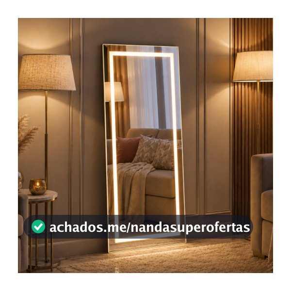 Espelho LED Retangular 120x70 Decorativo Camarim 3 Tons Luz Premium Para Quarto Penteadeira Salão