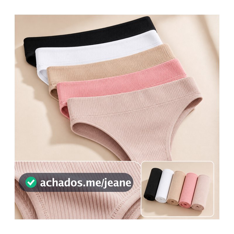 Kit 2 4 6 Calcinhas Caneladas Femininas Sem Costura Conforto Poliamida Tanga Básica