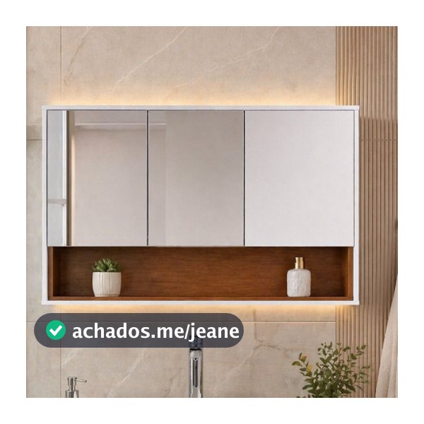 Espelheira Havana 80cm para Banheiro 2 Portas com Espelho + Nicho