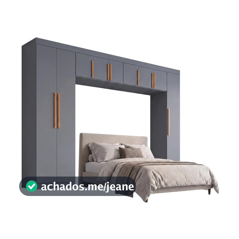 Guarda Roupas Modulado Closet Quarto Completo 9 Portas com Espaço para Cama Queen 1,58m Madrid