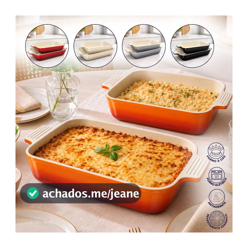 Travessa Assadeira Cerâmica Antiaderente Retangular 25cm e 29cm