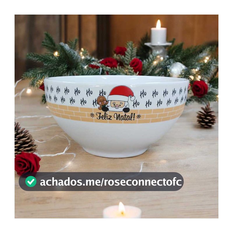 Tigela Cumbuca Bowl Açaí Sopa Porcelana 350ml Feliz Natal