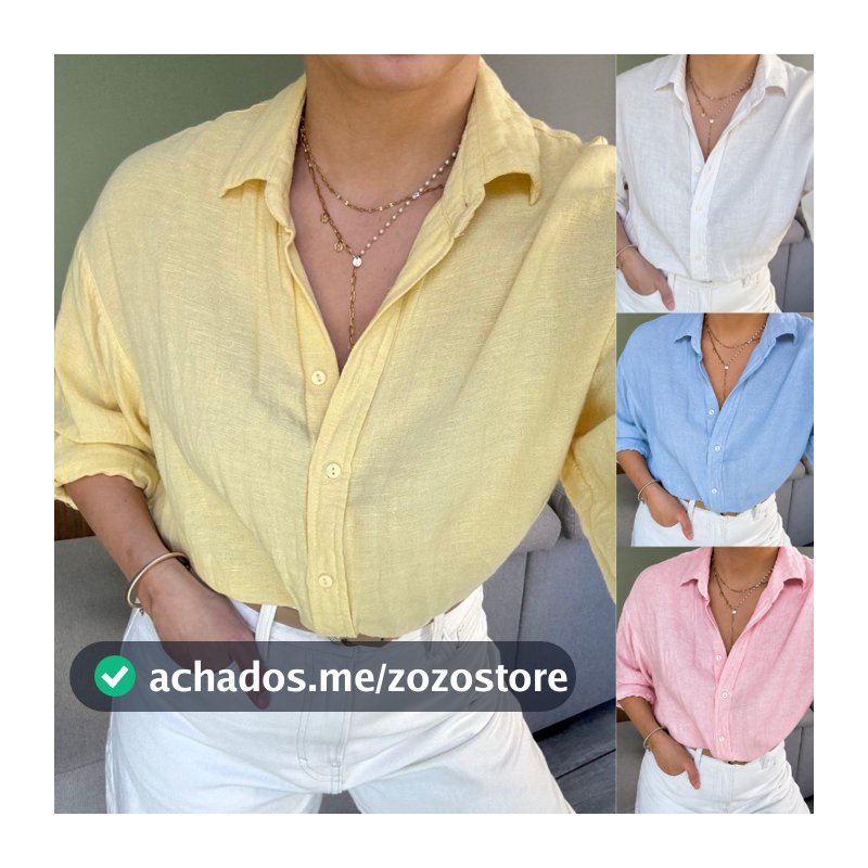 Camisa Social Alfaiataria Feminina de Linho verao 2026 Elegante Algodao