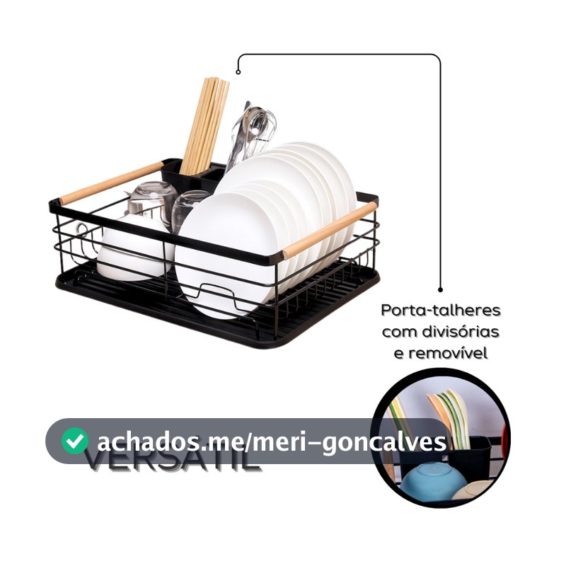 Escorredor De Louças Para Cozinha Com Porta Talher Removível Brinq Lar