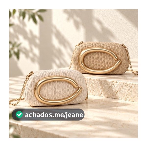 Bolsa Feminina Clutch Transversal com Corrente e Detalhe Metálico Dourado, Elegante e Sofisticada 08049 / 08050
