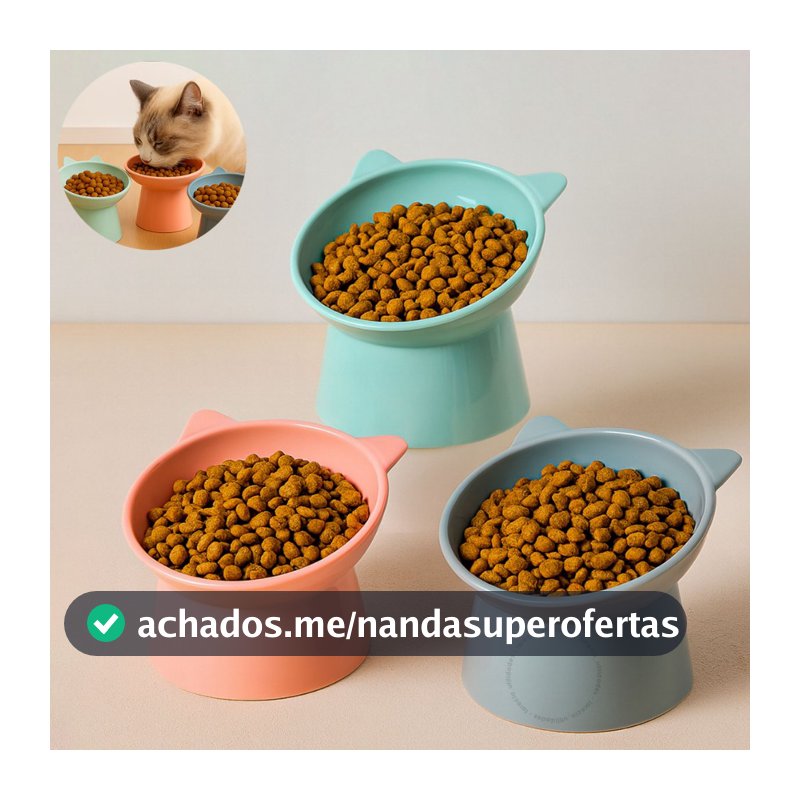 Comedouro Bebedouro Elevado Anti Engasgo Tigela Pet Gato Cachorro Unidades ou Kit