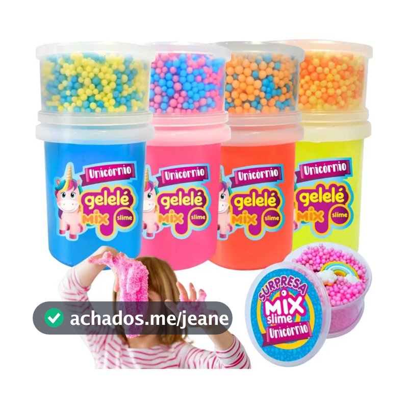 Slime Unicornio Gelele Kit Com 4 Surpresa Infantil Diversão
