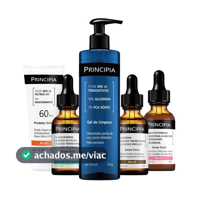Principia Kit Rotina Completa - Limpeza, Tratamento e Proteção c/ MIX-01 + MIX-02 + MIX-03 + GL-02 + PS-01 FPS 60