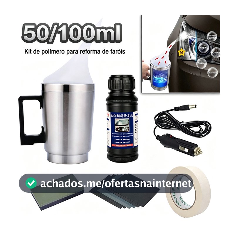 100ml/50ml Polímero Revitalizante Para Vidro De Farol De Carro Com Conjunto De Copo Atomizador De Vapor