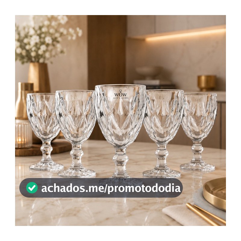 Jogo De Taças De Vidro Diamond Cristal 325ml 6 Peças