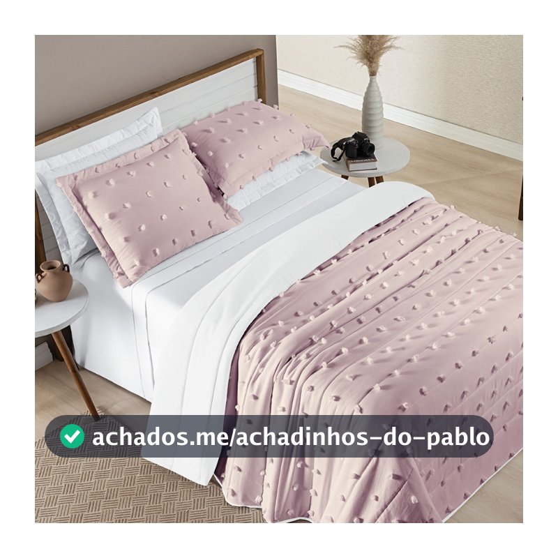Cobre Leito Solteiro Casal Queen King 300 Fios Dupla Face Pompom Minimalista