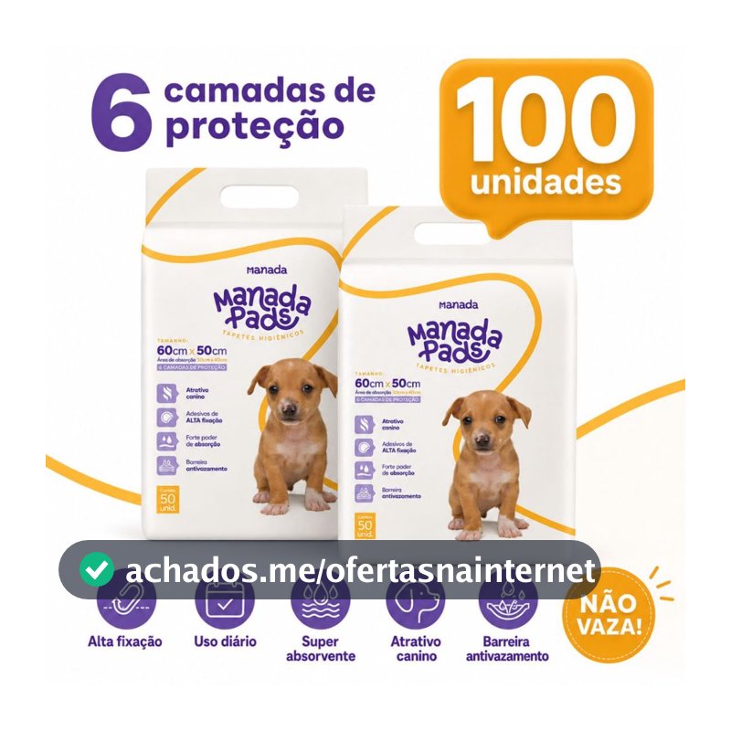 Kit 02 Tapete Higiênico Para Cães Manada Pads Neutro 50X60cm