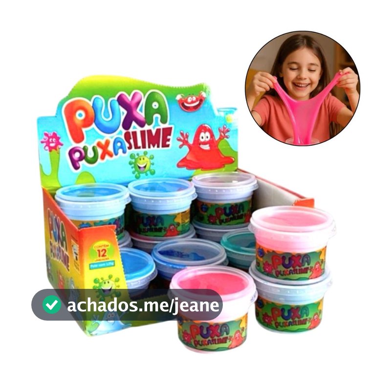 Slime Massinha Puxa puxa Caixa Revenda Atacado Festa Lembrancinha Criança Leleca Geleca Infantil
