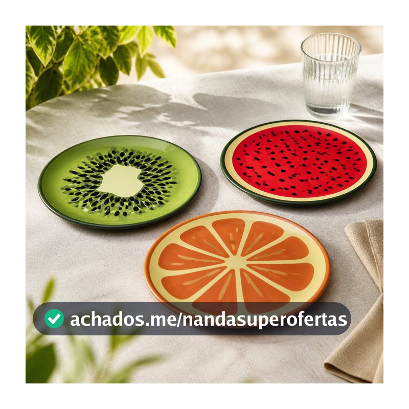 Prato Raso De Melamina Frutas Colorido 25cm Hauskraft