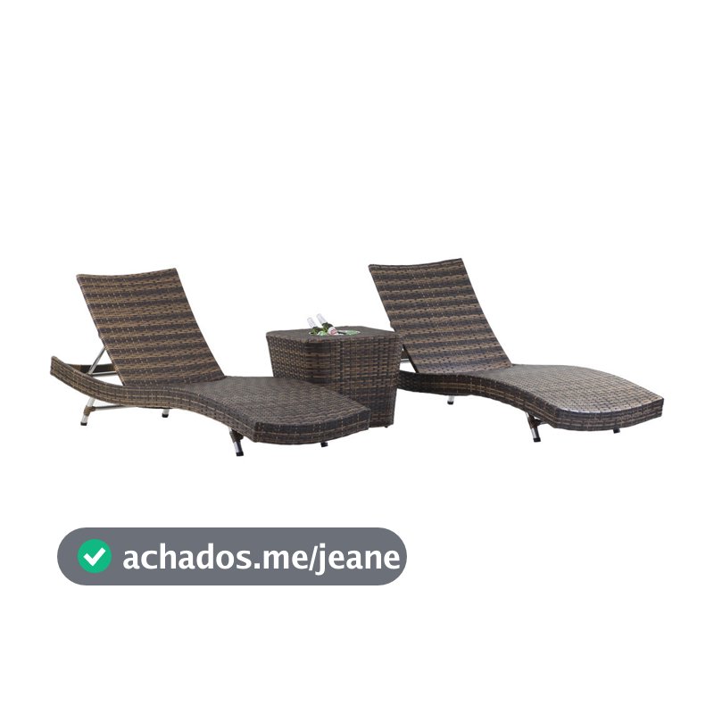 4 Cadeiras e Mesa Adaptada, 2 Espreguiçadeiras Bona e Mesa + Chaise Meia Lua