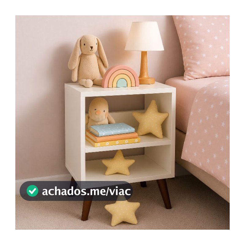 Mesa de cabeceira retro MDF branco | criado mudo, nicho prateleira - Ideal para espaços pequenos