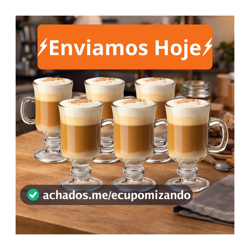 Canecas Vidro Capuccino Versátil Premium Com Alça 230ml