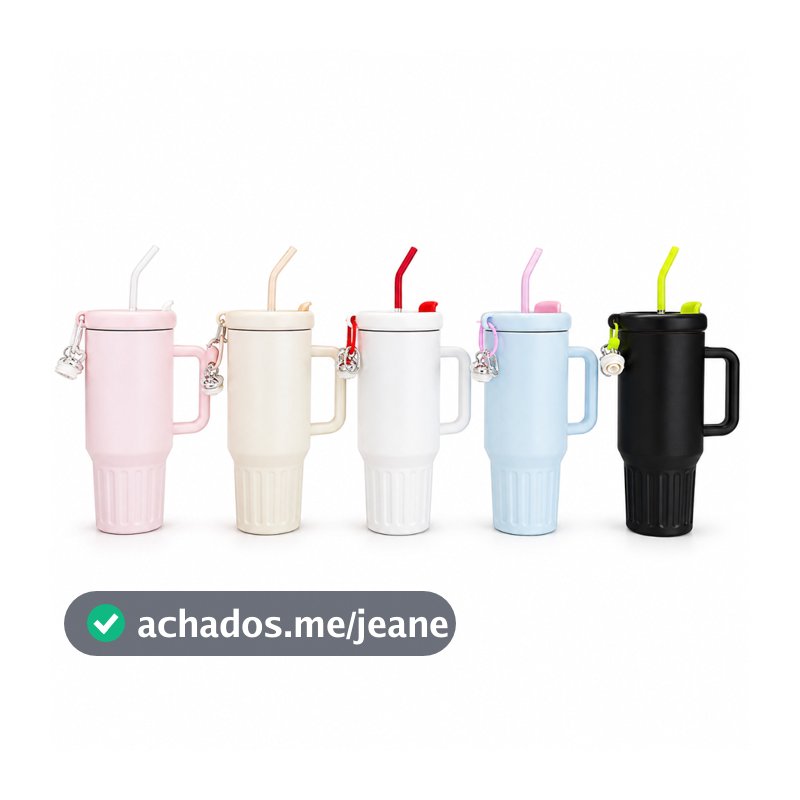 Garrafa Térmica De água 1200ml Copo Chaveiro com Tampa e Canudo