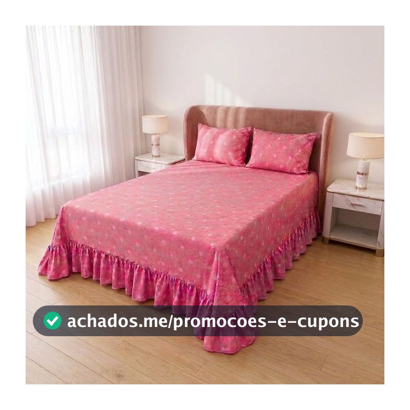 Lençol Colcha de Babado Estampada 2,40mx2,50m - Toque de Algodão Belíssima