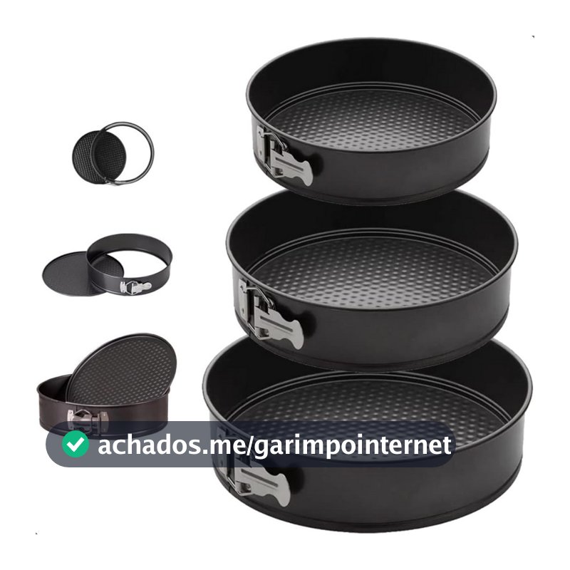 Kit 3 Formas com Fundo Removível Antiaderente com Fundo Removível para torta Bolo